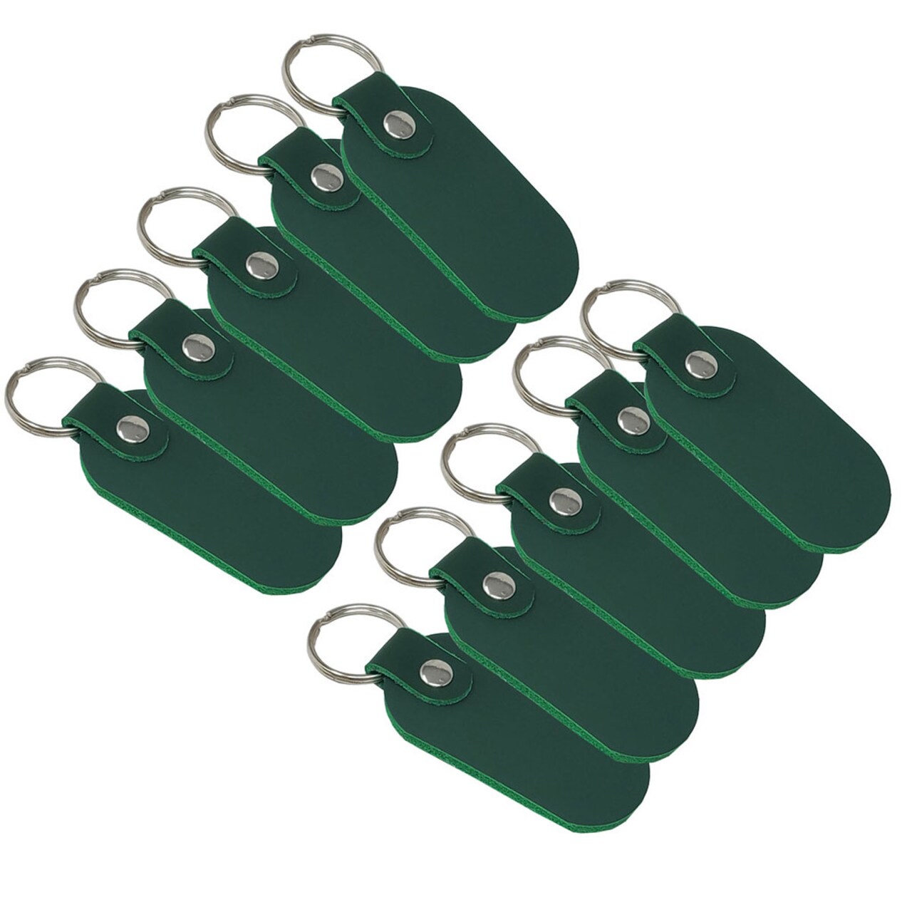 Oval Leather Keychains Kit – Full-Grain Latigo, 10-Pack, Engraving & Foil Stamping Ready, DIY Personalized Keyrings